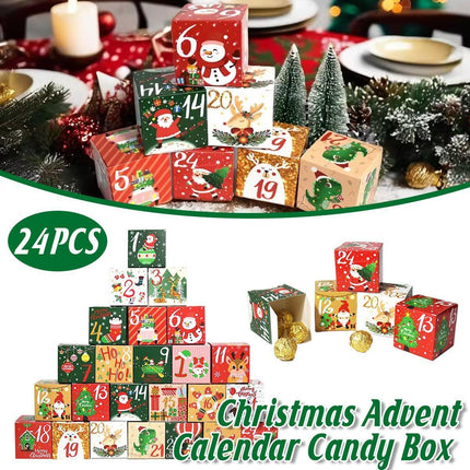 24pcs Christmas Countdown Candy Box Set Holiday Digital Gift Boxes Advent Bags
