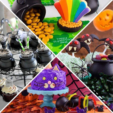 12PCS Halloween Witch Lantern Black Flame Candy Bucket Portable Props Decor