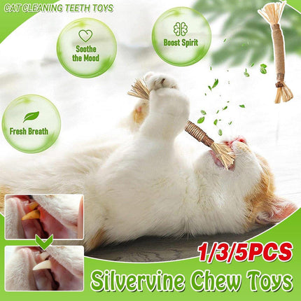 Cat Toys Silvervine Chew Stick Kitten Treat Catnip Toy Grinding Tooth Cleaning - Aimall