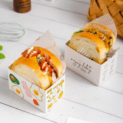 100pcs Sandwich Toast Hamburger Packaging Boxes Bags