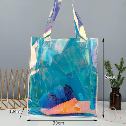 Clear PVC Tote Bag Transparent Laser Jelly Bag Plastic TPU Handbag for Women