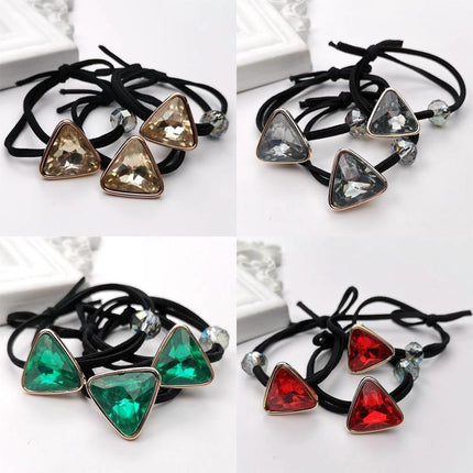Women Headband Ponytail TriangleDiamond Stretch Hair Rope Multi Colours Concise - Aimall