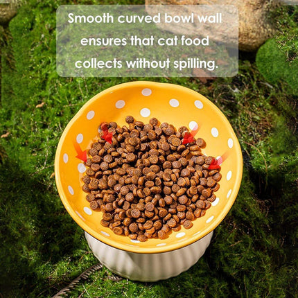 Pet Elevated Mushroom Bowl Ceramic Cat Dog Bowl Dish Food Feeder Raised Cat Bowl