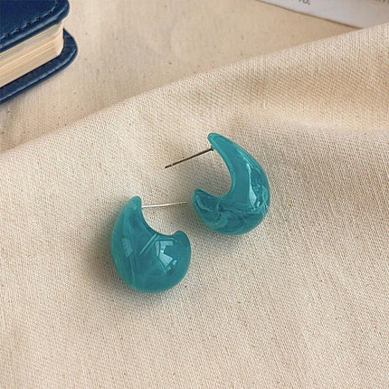 Retro Blue Oil Drop Earrings Stylish Elegant Fashion Women Jewelry Earrings