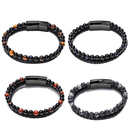 Tiger Eye Natural Stone Beaded Bracelet Women Men Elasticity Bangle hand Jewelry - Aimall