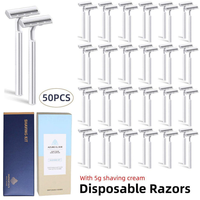 50pcs Hotel Razor and Shaving Cream Set for Guesthouse Bathroom Travel Use