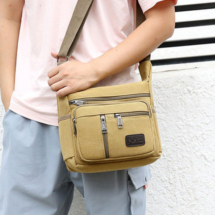 Multi Layer Canvas Crossbody Bag Casual Shoulder Bag for Travel Messenger Bag