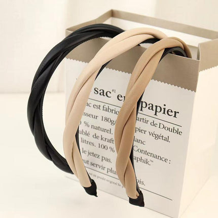 NEW Women Girls Boho Chic Braided Synthetic leather Hair Headband Head Band hoop - Aimall