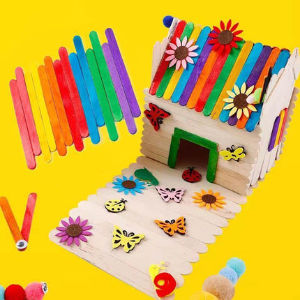 1000PCS Natural Wooden Craft Sticks Paddle Pop Sticks Ice Cream coffee stir - Aimall