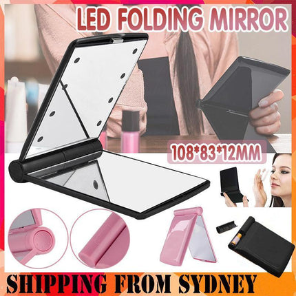 Brand New Compact Makeup Mirror Folding Portable Cosmetic Pocket LED lights AU - Aimall