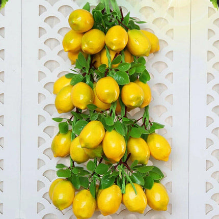 2pcs Artificial Yellow Lemon Hanging Decorations Fake Fruit Home Decor Set