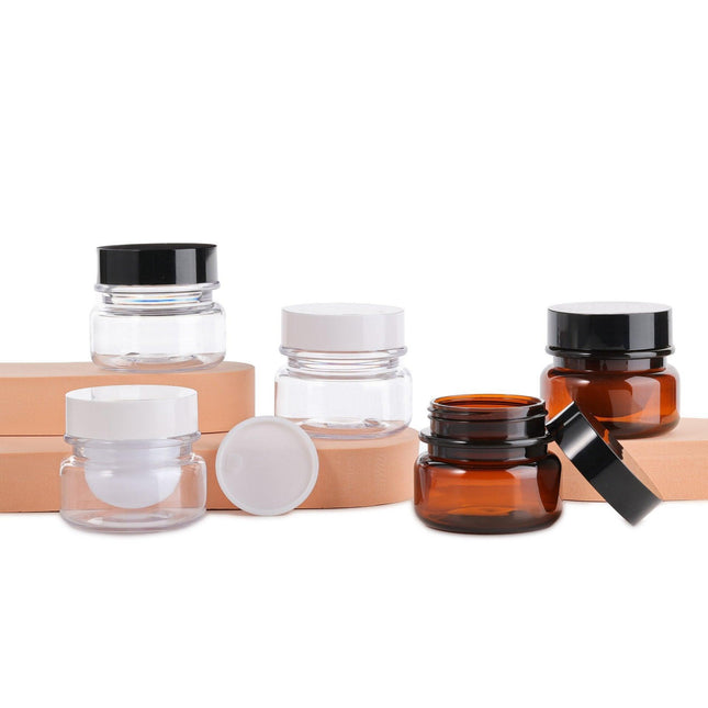 10pcs PET Plastic Cosmetic Bottles Refillable Travel Face Cream Containers