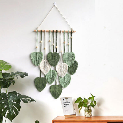 Handmade Braided Cotton Rope Leaves Wall Hanging Home Decoration Ornament