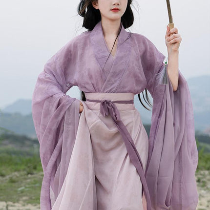 Chinese Traditional Hanfu Costume Woman Ancient Oriental Purple Dress Elegance - Aimall