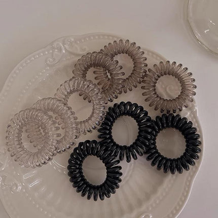 Women Telephone Wire Rubber Bands Stretchy Non-mark Coil Ropes Solid Hair Ties