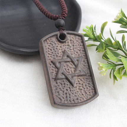 Ethnic Style Retro Long Sweater Chain Necklace with Wooden Pendant Fashion