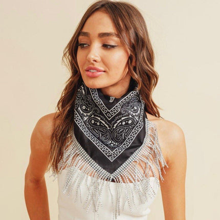 2pcs Fringe Bandana Hip Hop Scarf Stylish Head Wrap Neck Accessory for Men Women