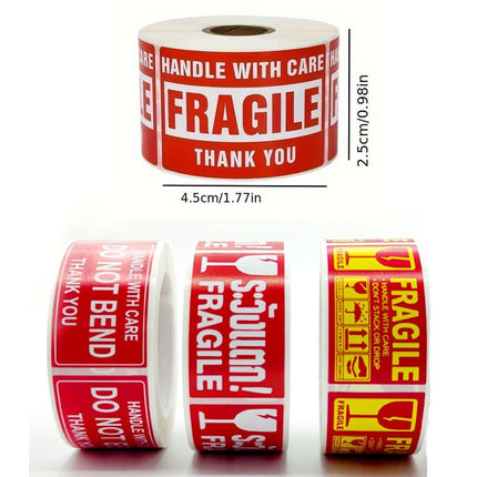 4Rolls Fragile Warning Label Stickers English Caution Handle With Care Packaging