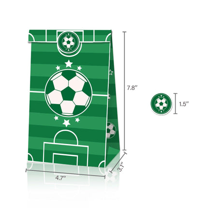 Fashion Football Sport Gift Bags Green Kraft Paper Sticker Set Party Favor Bags
