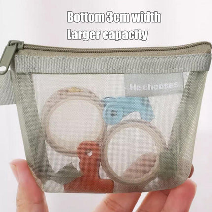 Mini Mesh Zipper Bags Storage Pouch Coin Purse ID Credit Card Holder Organizer - Aimall