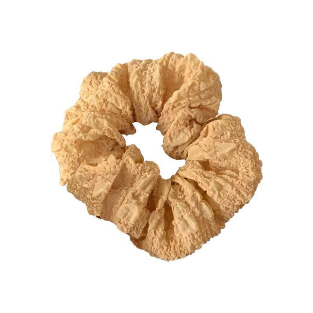 Chic Korean Style Ruffled Scrunchies Soft Cream Fluffy Hair Band Hairstyle Women - Aimall