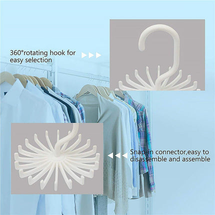 Plastic Mini 360 Degree Rotating Tie Hanger Closet Organizer Space Saving Tool