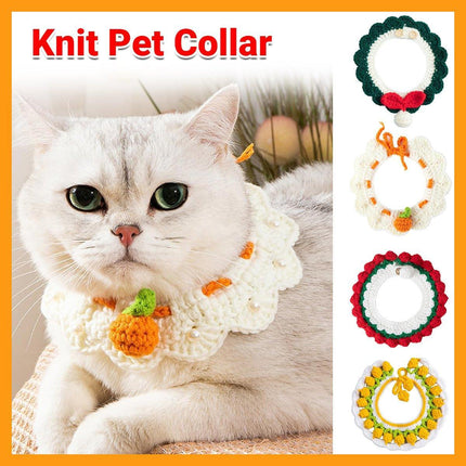 Adjustable Knitted Pet Collar Cute Bib Style for Cats and Small Dogs