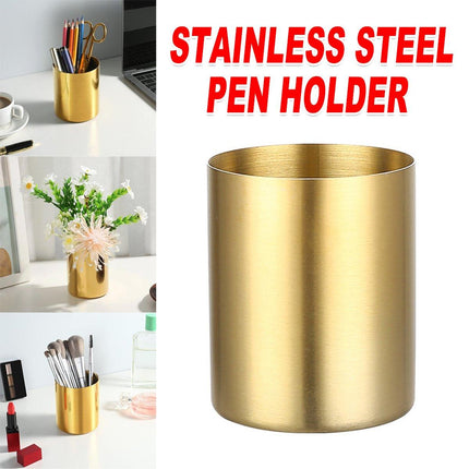 Stainless Steel Round Pen Holder Desk Organizer Stationery Storage for Office