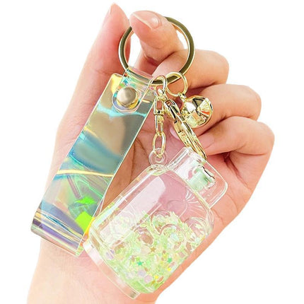 Quicksand Keychain Liquid Oil Keyring Bag Pendant Floating Peal Keyring - Aimall