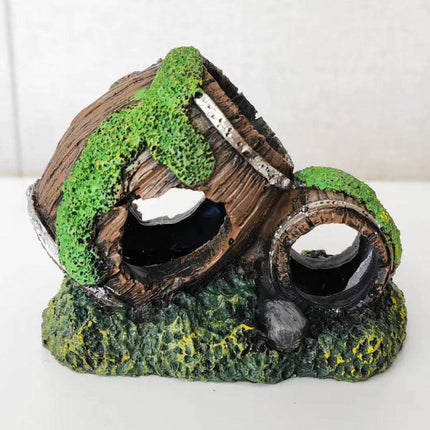 Aquarium Fish Tank Decoration Hiding Cave Simulation Barrel Aquascape Ornament