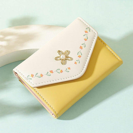 Small Wallet Women Tri-Folded Wallet Cash Pocket Flowers Card Holder Coin Purse