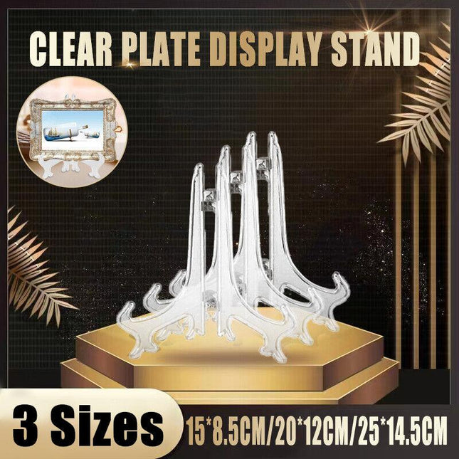 Clear Plate Display Stand Folding Picture Frame Holder Decorative Easel 3 Sizes - Aimall