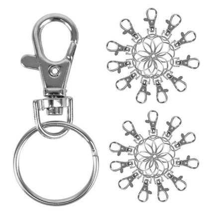 20X Swivel Lobster Clasp Clips Hook Alloy Key Ring Split Keychain Durable - Aimall