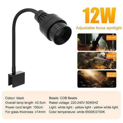 Fish Tank Clamp Light Special Focus Aquarium Lamp for Viewing Landscape Lighting