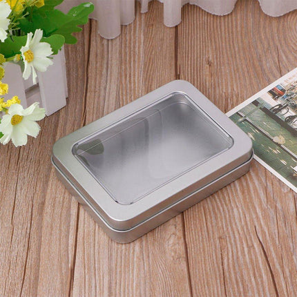 10pcs Metal Iron Box with Open Window Storage Rectangle Packaging Containers