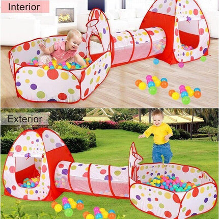 Kids Pop Up Play Tent Playhouse Baby Crawl Tunnel Ball Pit Indoor Outdoor Toys - Aimall