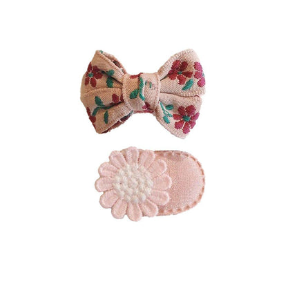 Mini Oval Hair Clips with Bows and Flowers Decorative Hair Accessories