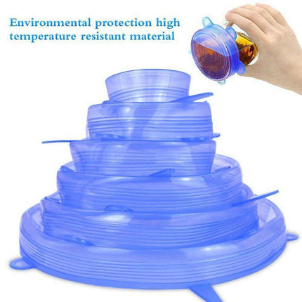 6PCS Stretch Reusable Silicone Food Saver Cover Seal Insta Lids Bowl Wraps - Aimall
