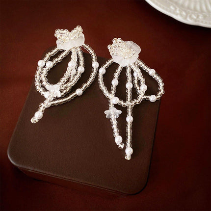 Vintage Long Drop Earrings Fresh Sweet Look Elegant Fashion Jewelry for Women