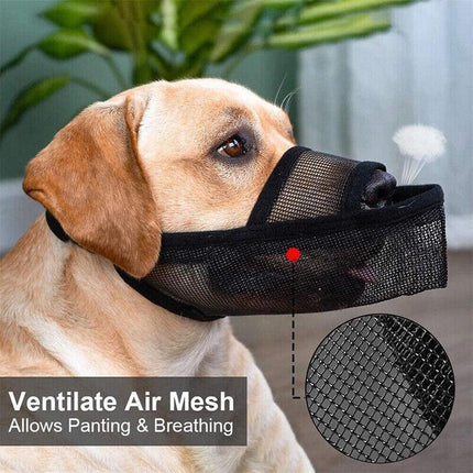 Adjustable L Size Pet Dog Mask Mouth Muzzle Anti Barking Bite Stop Chewing Mask - Aimall