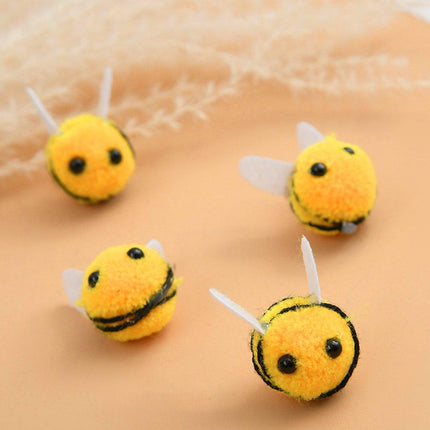 12pcs Plush Bee Hair Clips 3D Cartoon Animal Accessories Furballs Decorative Clips