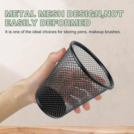 4pcs Round Pen Holder Bucket Desktop Organiser Simple Storage Container Office