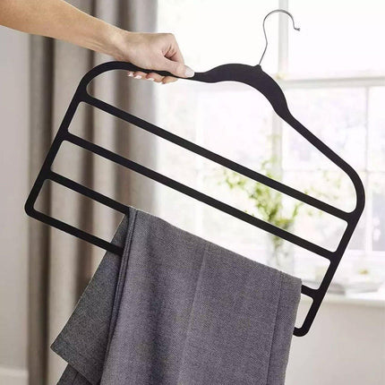 5PCS Multifunctional Non-slip Flocking Rack Multi-layer Hanger Wardrobe Storage