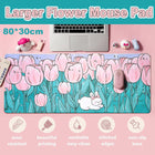 Flower Mouse Pad Oversized Keyboard Desk Pad for Office and Study Work Area