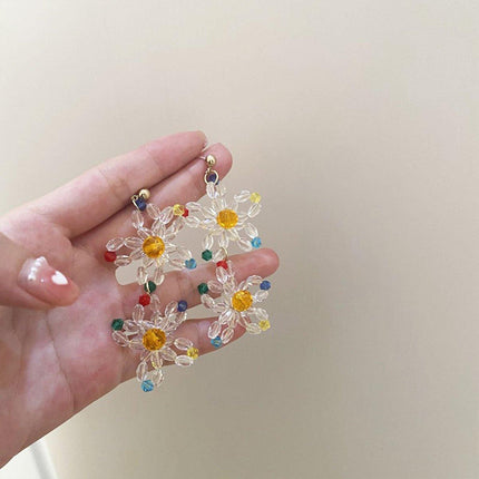 Beaded Flower Long Fringe Earrings Fashion Stud Jewellery for Women Gifts
