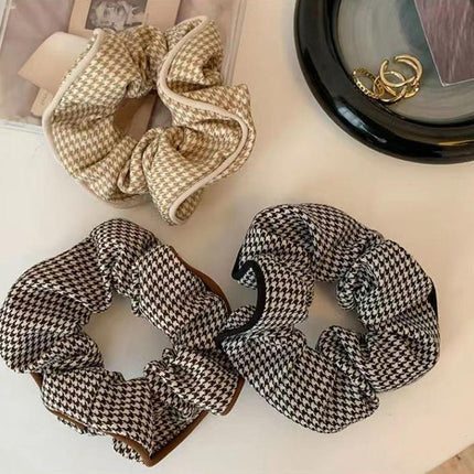 Women Large Scrunchies Plaid Hair Bands Elastic Hair Tie Rope Ring Ponytail Gift - Aimall