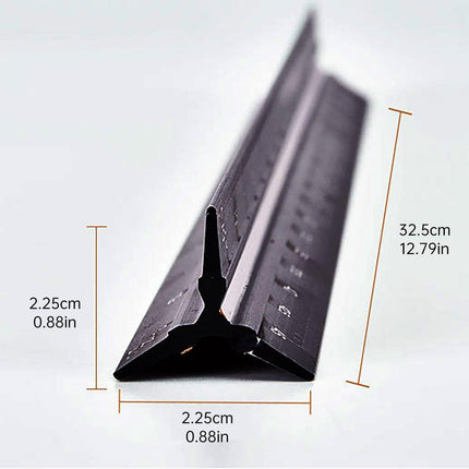 Aluminum Alloy Black Triangular Ruler Imperial Laser Engraved Architect Tool