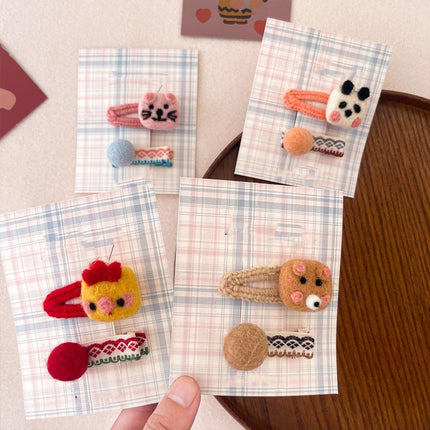 Cute Cartoon Cube Animal Hairpin Fall Winter Fashion Hair Accessories for Women