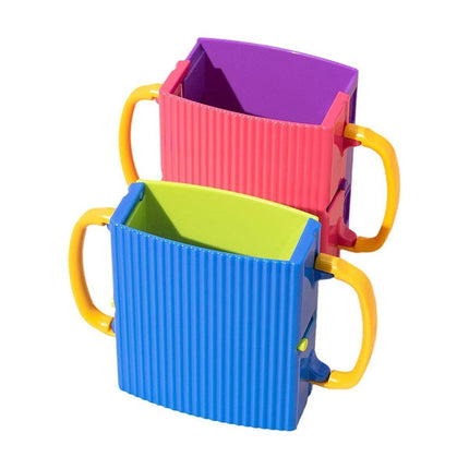 Adjustable Folding Juice Box Holder No-Squeeze Cup for Little Ones 2-Pack