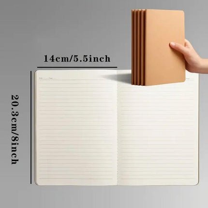 12PCS A5 Kraft Paper Notebooks Blank Grid Lined 72Page School Office Diary Book